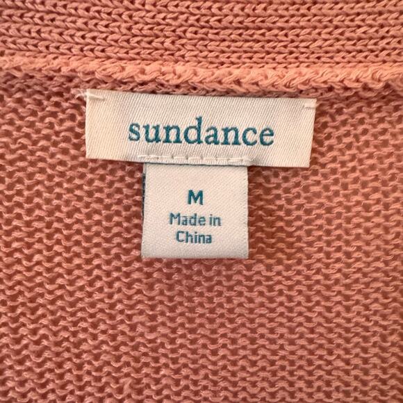 Sundance Angel Wing Pointelle Linen Blend Cardigan Sweater Pink Size Medium - Picture 10 of 11